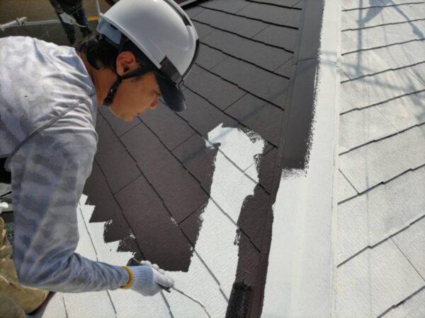 福岡県八女市　住宅塗装　屋根塗装工事　中塗り～上塗り～施工完了