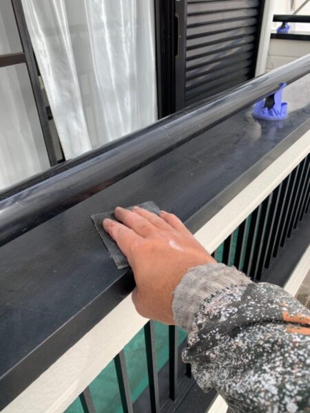 福岡県八女市　Ｙ様邸　付帯部塗装　ベランダ手摺　ケレン～塗装～施工完了