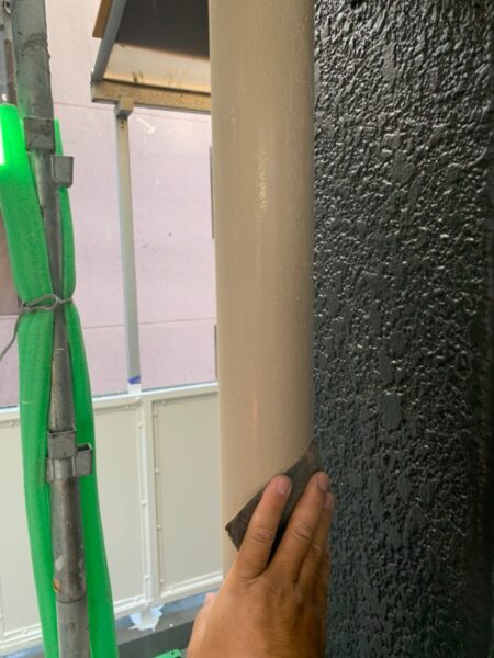 福岡県大牟田市　マンション　付帯部塗装　雨樋塗装　ケレン～塗装～施工完了