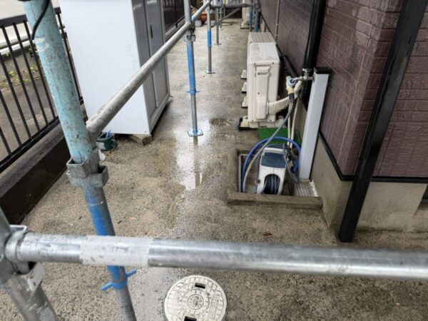 福岡県大牟田市　N様邸　外壁塗装工事　足場設置と高圧洗浄で作業環境が整いました