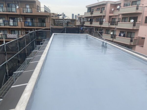 福岡県大牟田市　マンション　防水塗装工事　屋上の防水工事　施工完了
